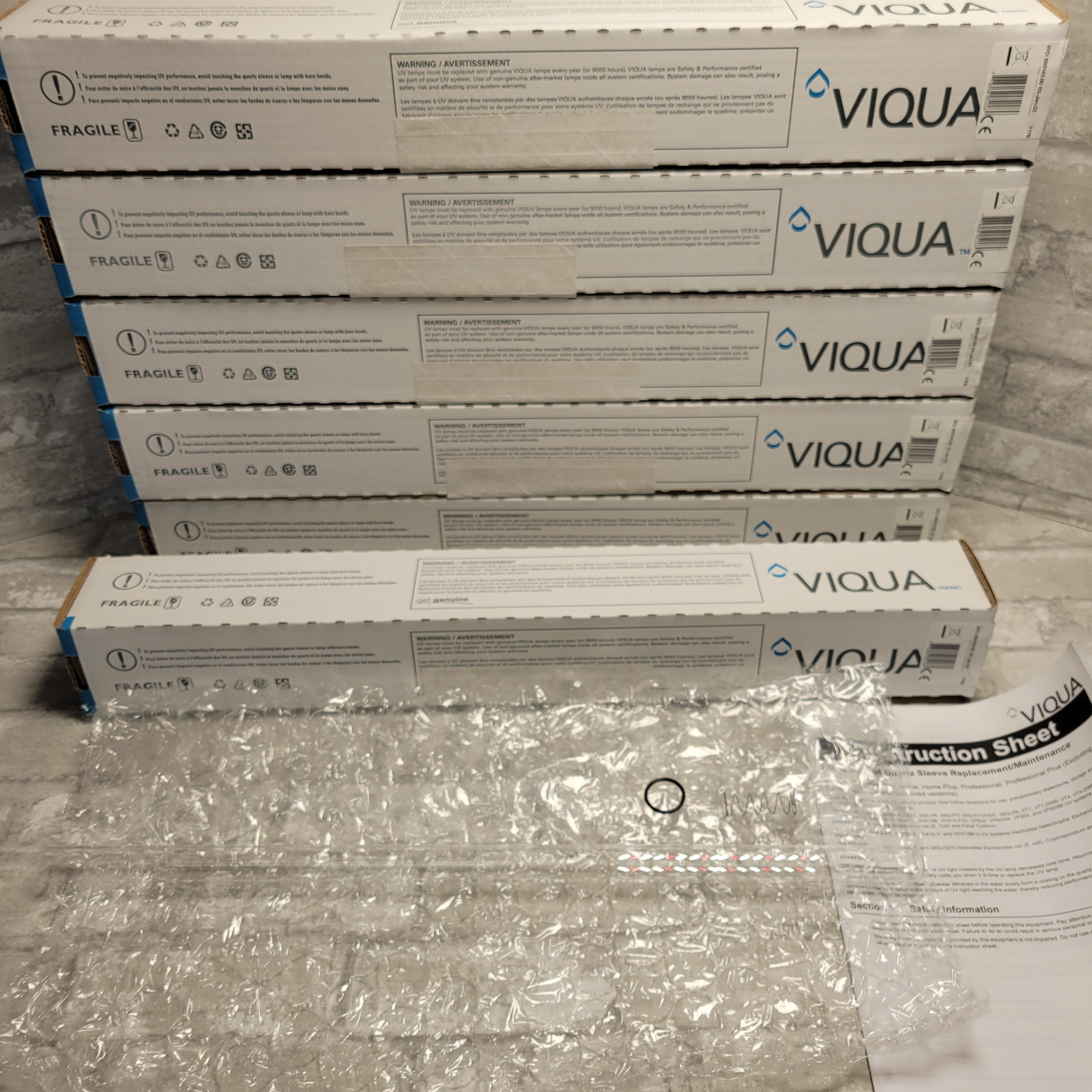 Viqua QS-410 Quartz Sleeve Replacement kit, 20x22.5x542 mm, Lot of 6 (8036037230830)